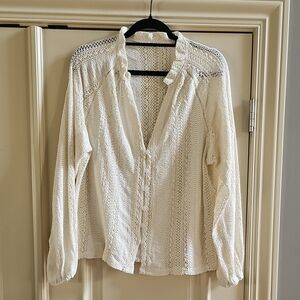 Boutique Open Work Crochet Cardigan L EUC
